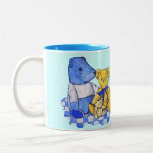Caneca De Café Em Dois Tons doce imagem de três crianças ursinhos bonitinhas
