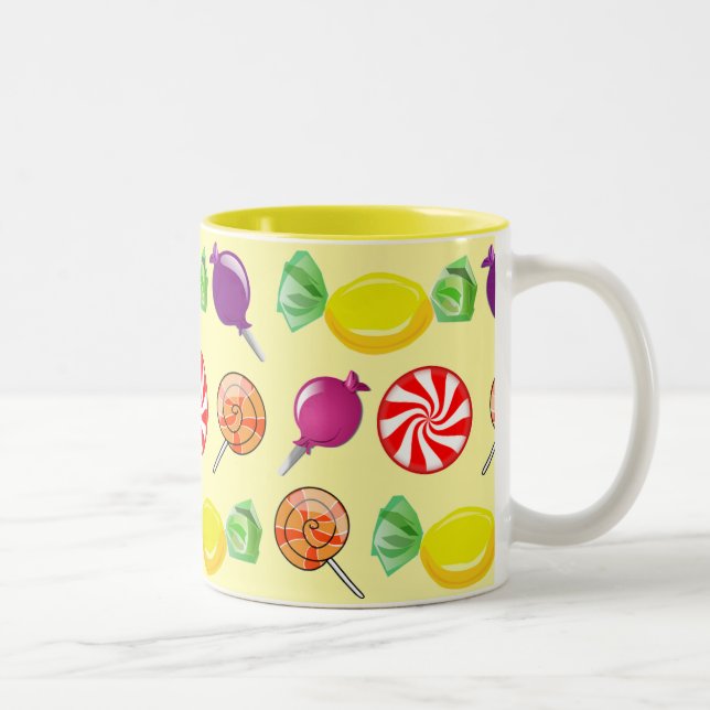 Caneca De Café Em Dois Tons Doce Mistura Amargo - Padrão Amarelo (Direita)