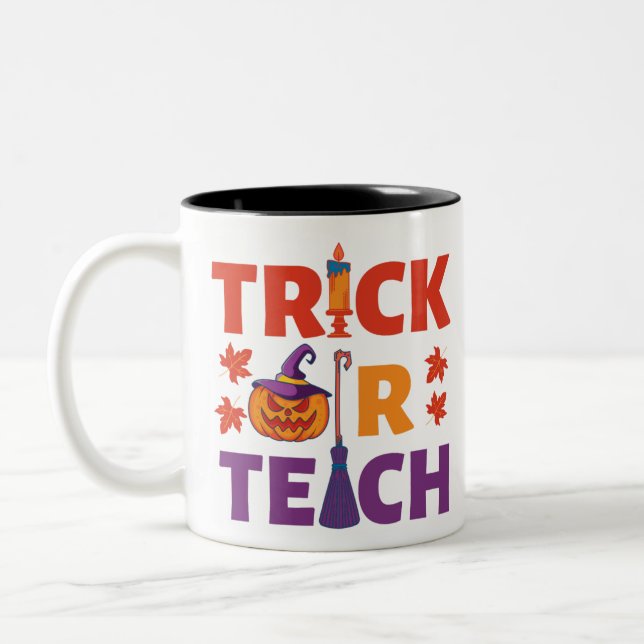 Caneca De Café Em Dois Tons Docente Ou Ensino De Halloween (Esquerda)