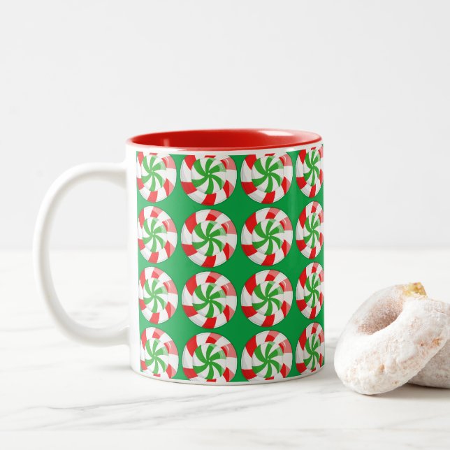 Caneca De Café Em Dois Tons Doces de Natal (Com Donut)