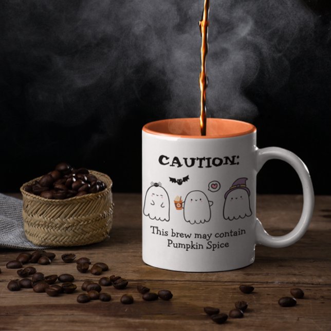 Caneca De Café Em Dois Tons Doces Fantasmas de Halloween Aranha Tempero de Abó (Criador carregado)