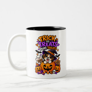 Caneca De Café Em Dois Tons Doces ou Travessuras Mais Doces Cachorrinho de Hal