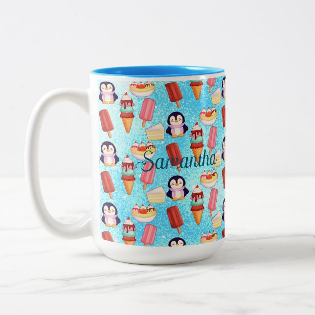 Caneca De Café Em Dois Tons Doces para Sorvetes de pinguim (Esquerda)