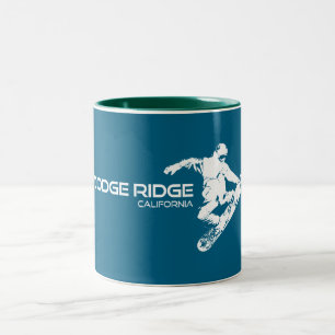 Caneca De Café Em Dois Tons Dodge Ridge Mountain Resort Califórnia Snowboarder