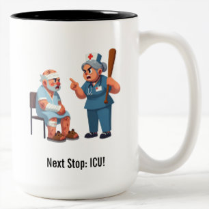 Caneca De Café Em Dois Tons Doente Idoso Intitulado Encontra Enfermeiro Com Ba