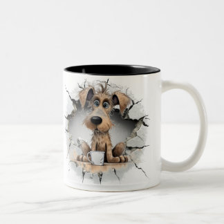 Caneca De Café Em Dois Tons dog in a cracked wall