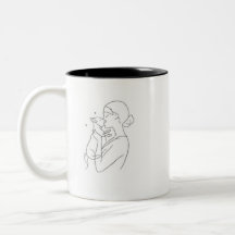 Dog Mom Gift Coffee Mug Minimalist Line Art Woman