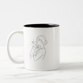 Caneca De Café Em Dois Tons Dog Mom Gift Coffee Mug Minimalist Line Art Woman