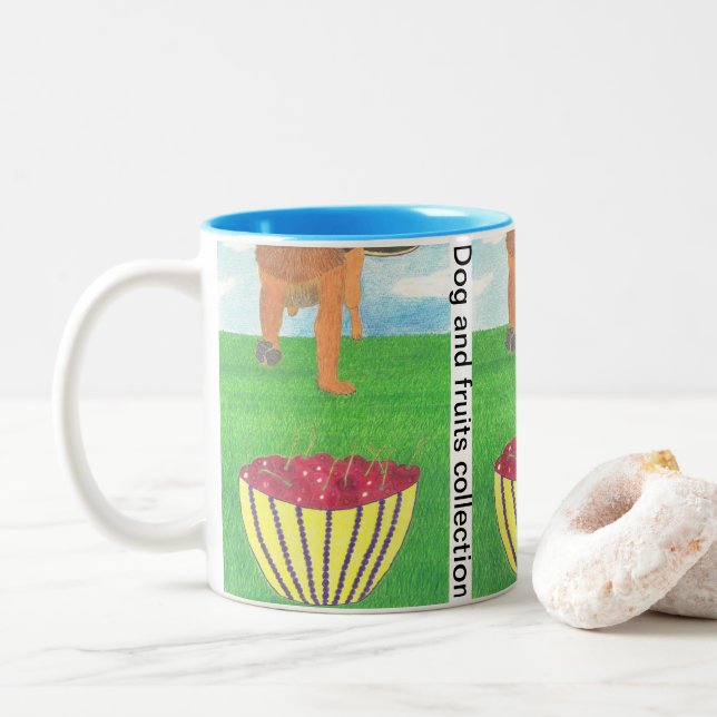 Caneca De Café Em Dois Tons Dog paws and cherry (Com Donut)