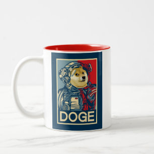 Caneca De Café Em Dois Tons Dogecoin Astronaut Dogue À Lua Cripto Engraçado