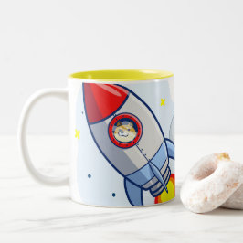 Caneca De Café Em Dois Tons Dogecoin Para A Cripto De Cães De Cães De Foguete 