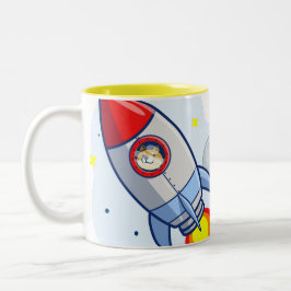 Caneca De Café Em Dois Tons Dogecoin Para A Cripto De Cães De Cães De Foguete 