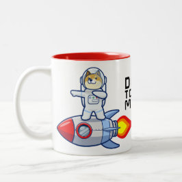 Caneca De Café Em Dois Tons Dogecoin Para A Cripto De Cães De Cães De Foguete 