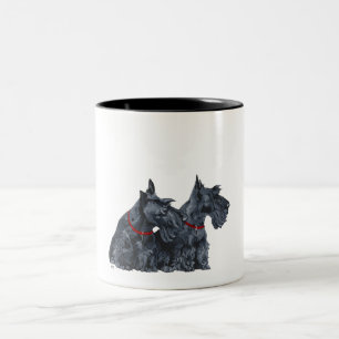 Caneca De Café Em Dois Tons Dois curiosos terriers escoceses