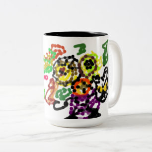 Caneca De Café Em Dois Tons Dois gatos pretos amantes do outono
