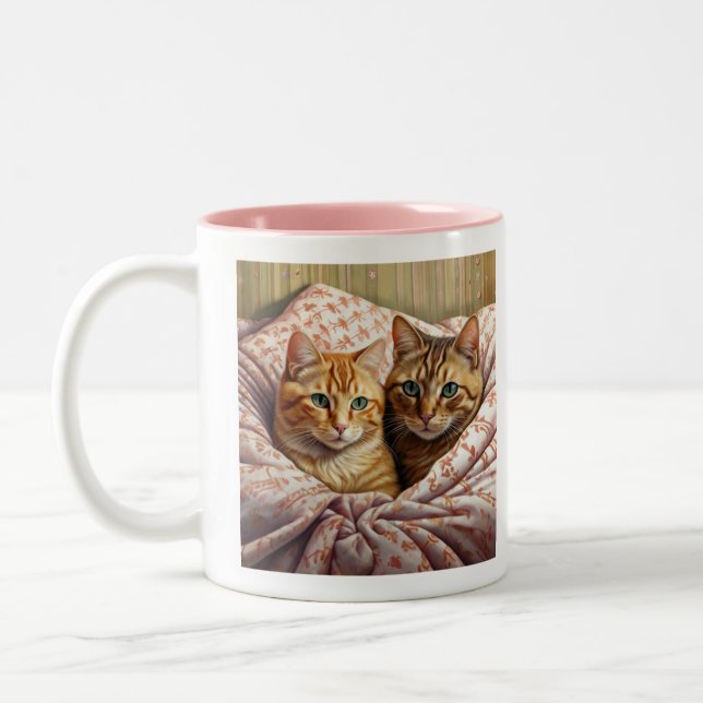 Caneca De Café Em Dois Tons Dois Ginger Cats bonito (Esquerda)