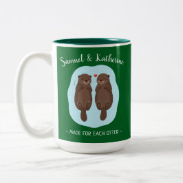 Caneca De Café Em Dois Tons Dois Lindos Focas Fofos Dia dos Namorados Nome Per