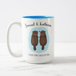 Caneca De Café Em Dois Tons Dois Lindos Focas Fofos Dia dos Namorados Nome Per