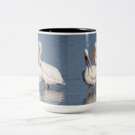 Caneca De Café Em Dois Tons Dois Pelicanos Brancos