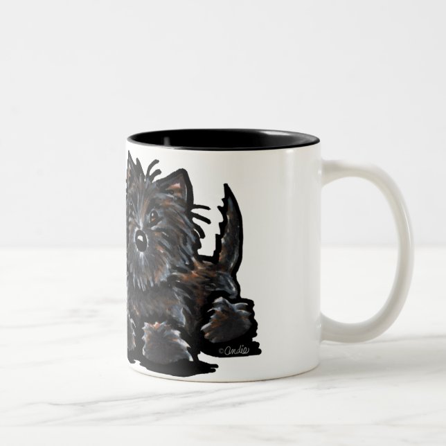 Caneca De Café Em Dois Tons Dois Terriers do Cairn (Direita)