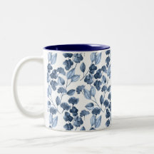Dois Tons Azul Denim Leafy Mug