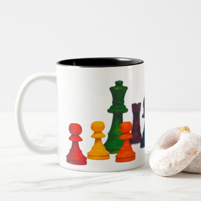 Caneca De Café Em Dois Tons Dois tons Mug Chess (Com Donut)