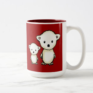 Caneca De Café Em Dois Tons Dois Ursos Polares Lindos