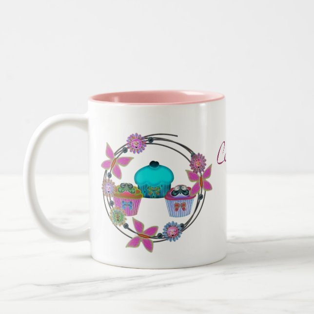 Caneca De Café Em Dois Tons Domingo cupcake (Esquerda)