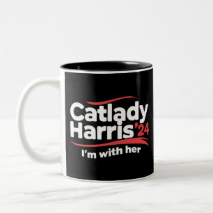Caneca De Café Em Dois Tons Dona dos Gatos Kamala Harris 2024 Estou Com Ela