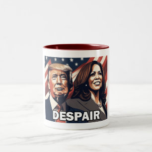 Caneca De Café Em Dois Tons Donald Trump Kamala Harris Desespero