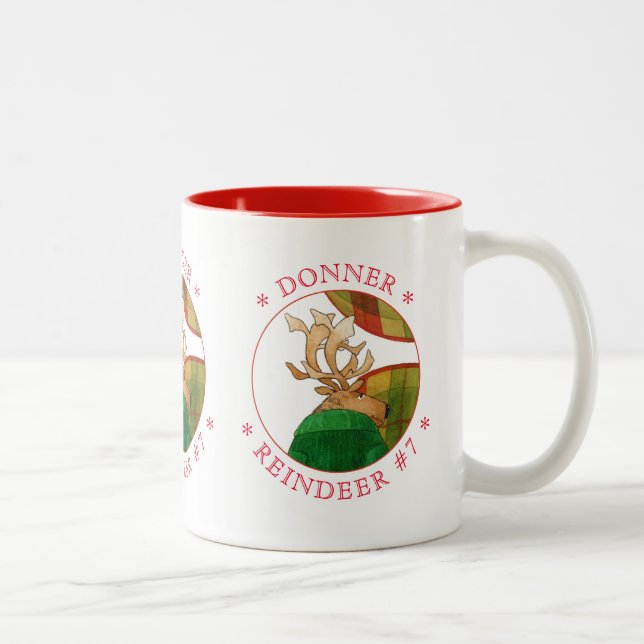 Caneca De Café Em Dois Tons DONNER REINDEER Red Two-Tone Mug (Direita)