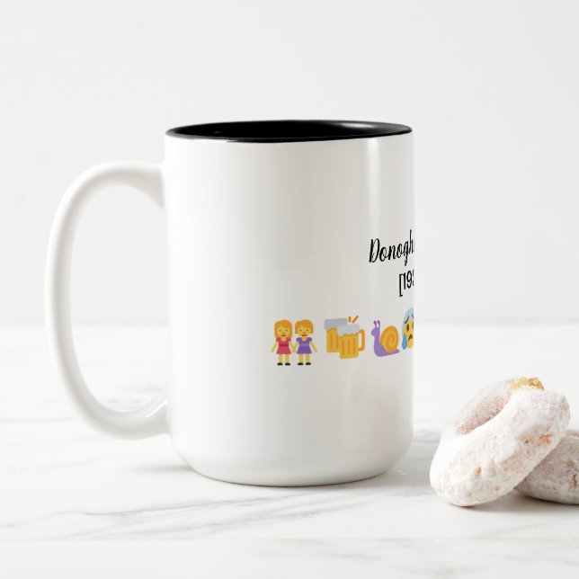 Caneca De Café Em Dois Tons Donoghue v Stevenson in emoji (Com Donut)