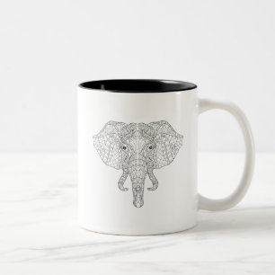 Caneca De Café Em Dois Tons Doodle 2 da cabeça do elefante