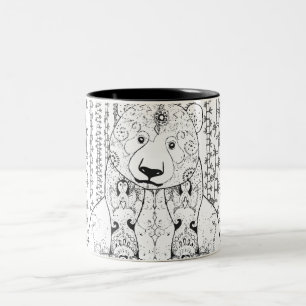 Caneca De Café Em Dois Tons Doodle de bambu da panda