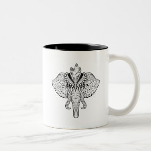 Caneca De Café Em Dois Tons Doodle do elefante do circo