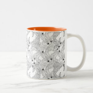 Caneca De Café Em Dois Tons Doodle dos peixes de China