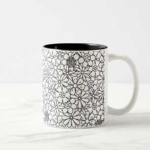 Caneca De Café Em Dois Tons Doodle floral