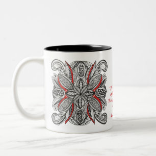 Caneca De Café Em Dois Tons Doodle Inspirado em Romã com Citação de Café  