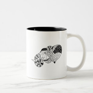 Caneca De Café Em Dois Tons Doodle principal de Zenstyle do elefante