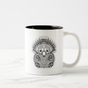 Caneca De Café Em Dois Tons Doodle tirado mão do Echidna