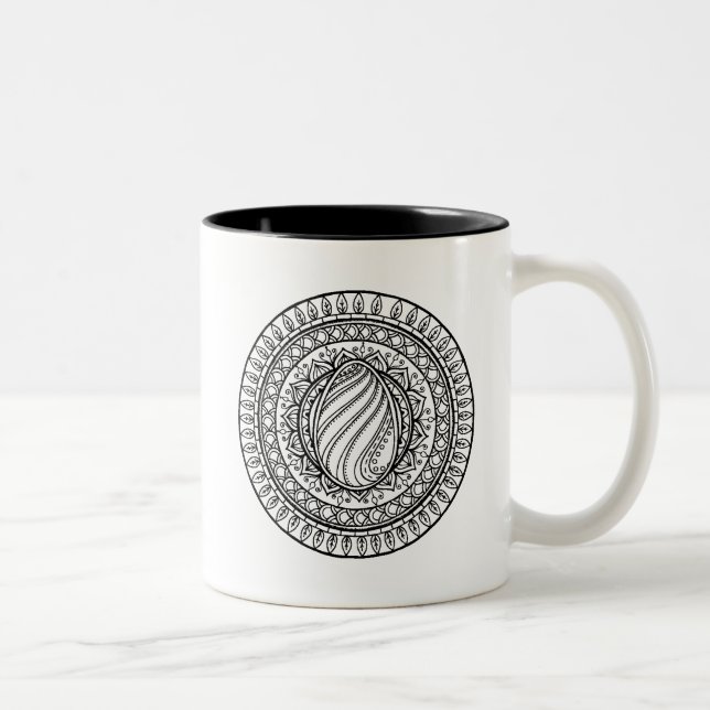 Caneca De Café Em Dois Tons Doodle tribal do círculo (Direita)