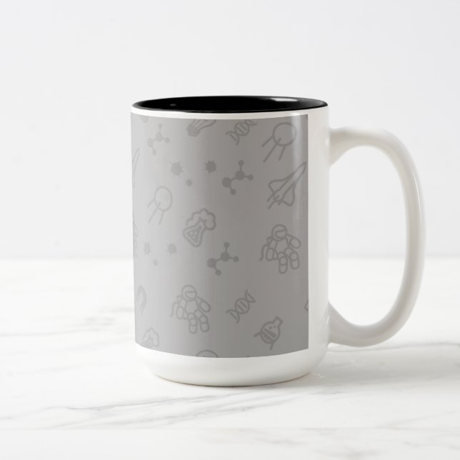 Caneca De Café Em Dois Tons Doodles do espaço e da ciência (Direita)