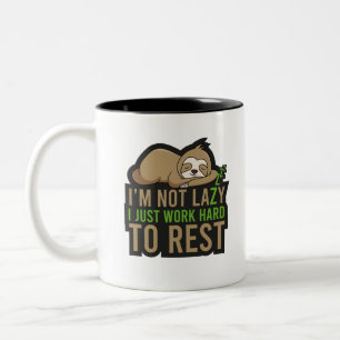 Caneca De Café Em Dois Tons Dormir Descansar Animal Relaxar Sono Pregado