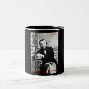 Caneca De Café Em Dois Tons Dostoevsky "Deus Pretende" Com Dons De Citação D