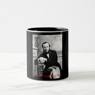 Caneca De Café Em Dois Tons Dostoevsky "Deus Pretende" Com Dons De Citação De