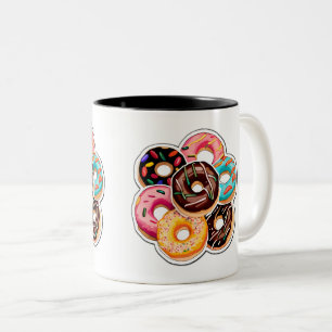 Caneca De Café Em Dois Tons Doughnut Sticker Art Two-Tone Mug, 11 oz