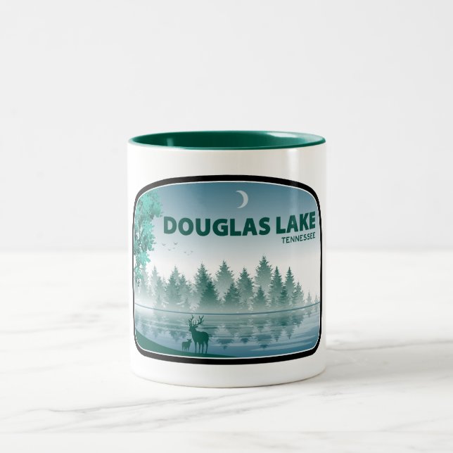 Caneca De Café Em Dois Tons Douglas Lake Tennessee Deer (Centro)