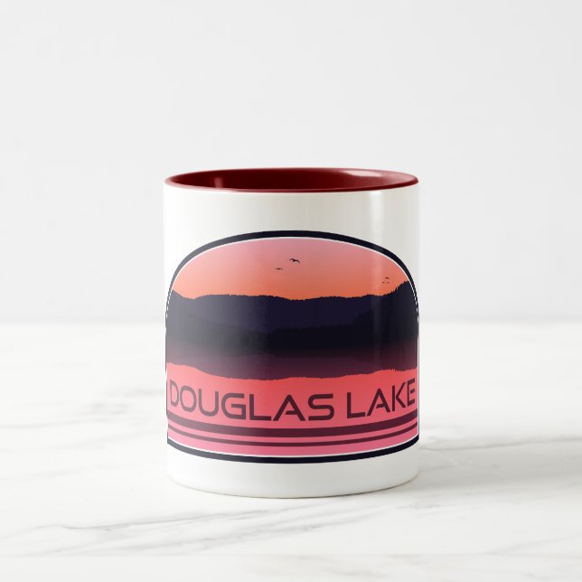 Caneca De Café Em Dois Tons Douglas Lake Tennessee Red Sunrise (Centro)