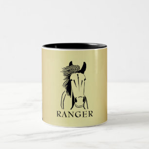 Caneca De Café Em Dois Tons Dourado artístico personalizável/caneca de cavalo