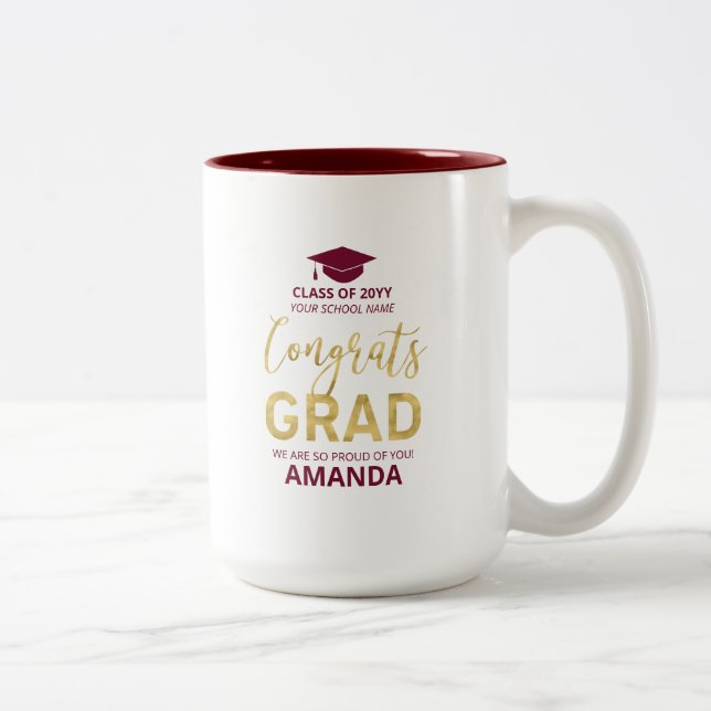 Caneca De Café Em Dois Tons Dourado e vermelho | Presente Personalizado para F (Direita)